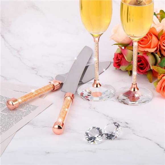 4 Piece Wedding Toasting Flutes and Cake Server Set Wedding Reception Supplies - Picture 6 of 6